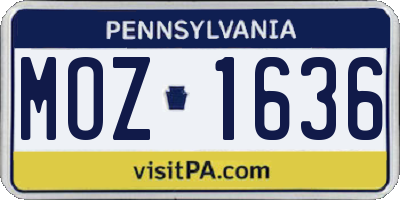 PA license plate MOZ1636