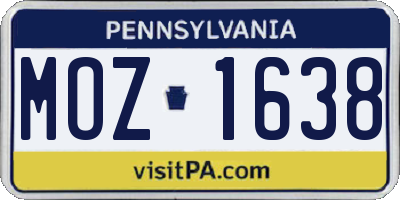 PA license plate MOZ1638