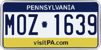 PA license plate MOZ1639