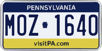 PA license plate MOZ1640