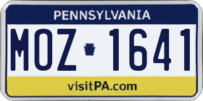 PA license plate MOZ1641
