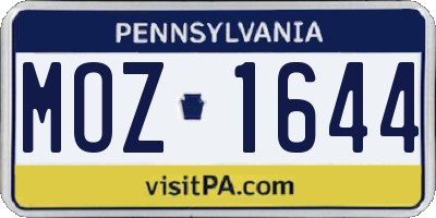 PA license plate MOZ1644