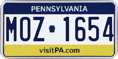 PA license plate MOZ1654