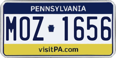 PA license plate MOZ1656