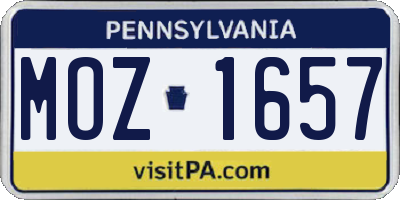 PA license plate MOZ1657