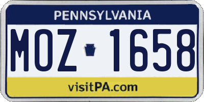 PA license plate MOZ1658