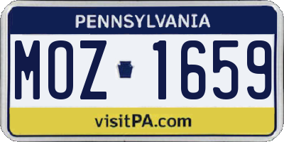 PA license plate MOZ1659