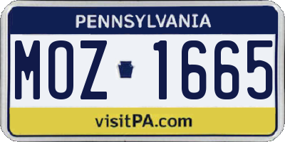 PA license plate MOZ1665