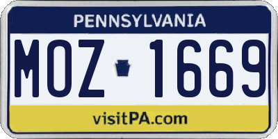 PA license plate MOZ1669