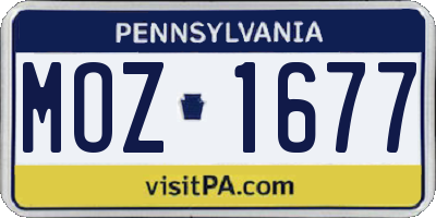 PA license plate MOZ1677