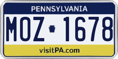 PA license plate MOZ1678