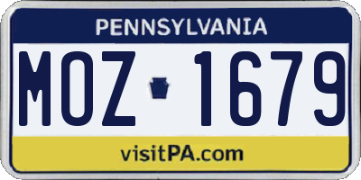 PA license plate MOZ1679