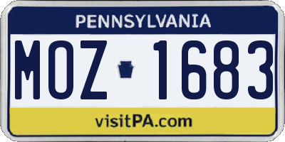 PA license plate MOZ1683