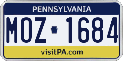 PA license plate MOZ1684