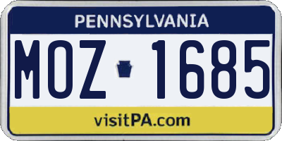 PA license plate MOZ1685