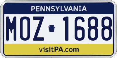 PA license plate MOZ1688