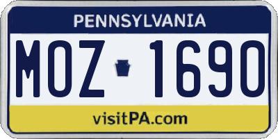 PA license plate MOZ1690
