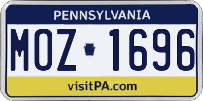 PA license plate MOZ1696