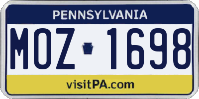 PA license plate MOZ1698