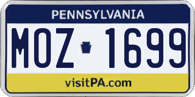 PA license plate MOZ1699
