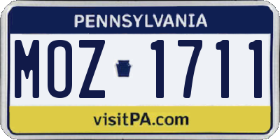 PA license plate MOZ1711