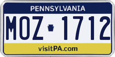 PA license plate MOZ1712