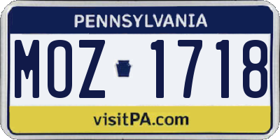 PA license plate MOZ1718