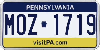 PA license plate MOZ1719
