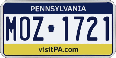 PA license plate MOZ1721