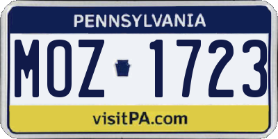 PA license plate MOZ1723