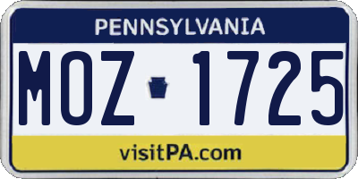 PA license plate MOZ1725