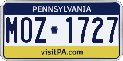 PA license plate MOZ1727