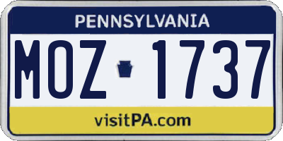 PA license plate MOZ1737