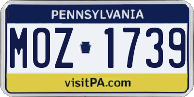 PA license plate MOZ1739