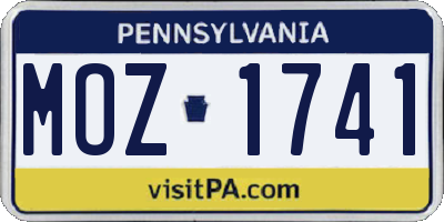 PA license plate MOZ1741