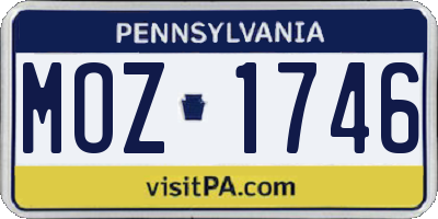 PA license plate MOZ1746