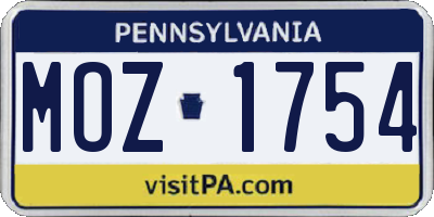 PA license plate MOZ1754