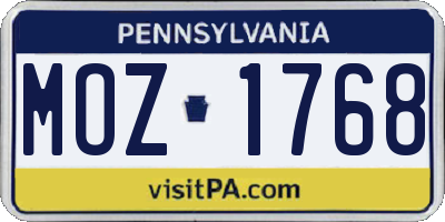 PA license plate MOZ1768
