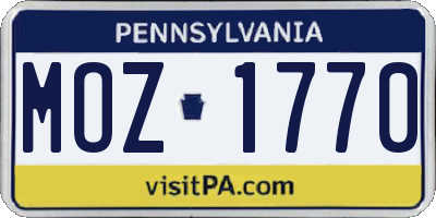 PA license plate MOZ1770