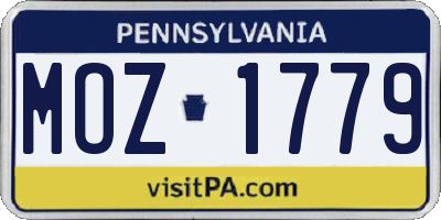 PA license plate MOZ1779