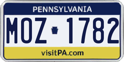 PA license plate MOZ1782