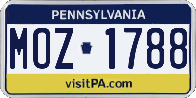 PA license plate MOZ1788