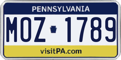 PA license plate MOZ1789