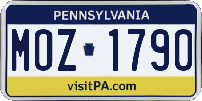 PA license plate MOZ1790