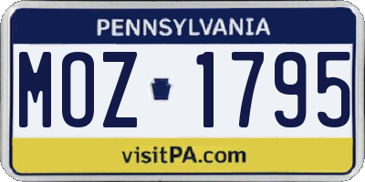 PA license plate MOZ1795