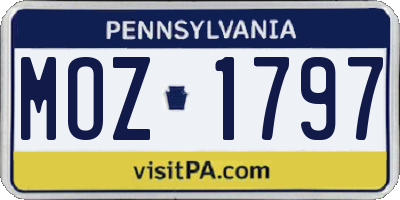 PA license plate MOZ1797
