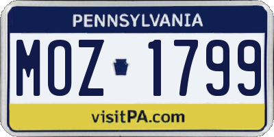 PA license plate MOZ1799