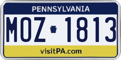 PA license plate MOZ1813