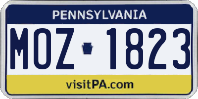 PA license plate MOZ1823