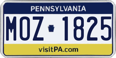 PA license plate MOZ1825